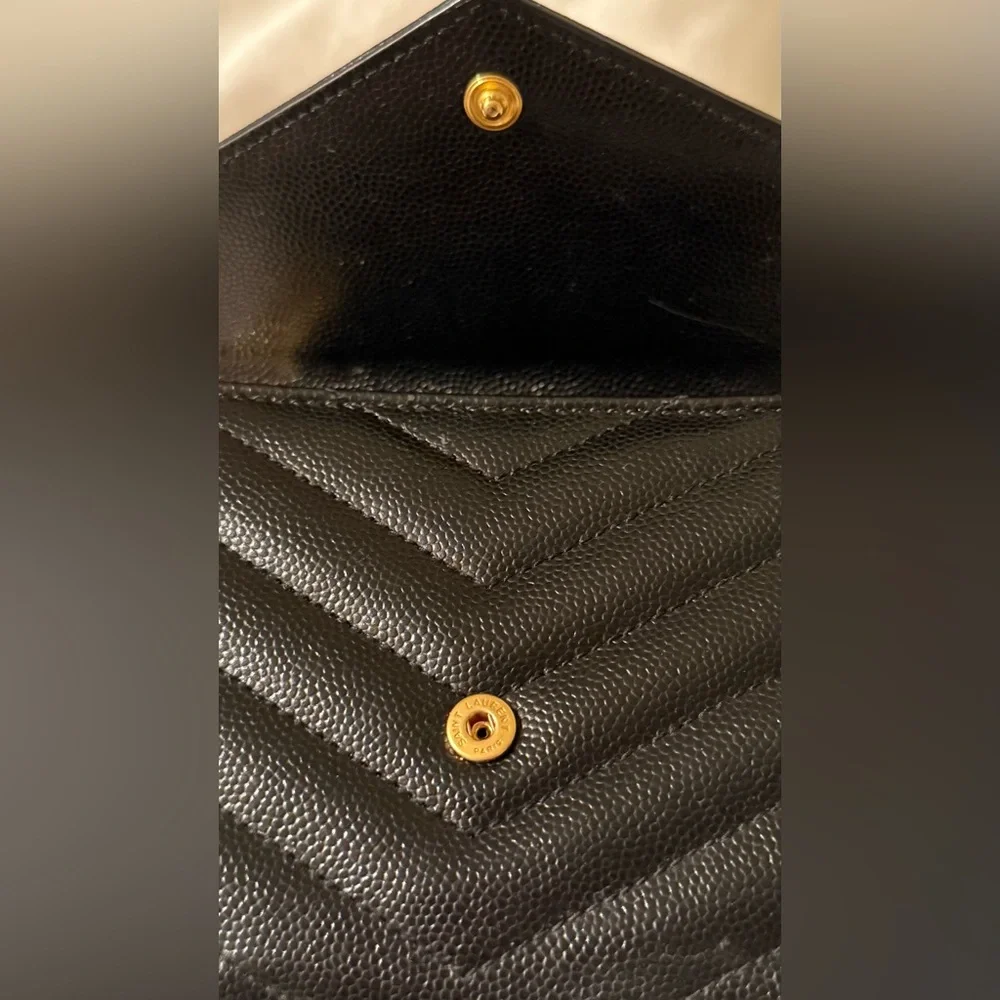 YSL cassandre matelasse compact trifold wallet black gold - Picture 7 of 7